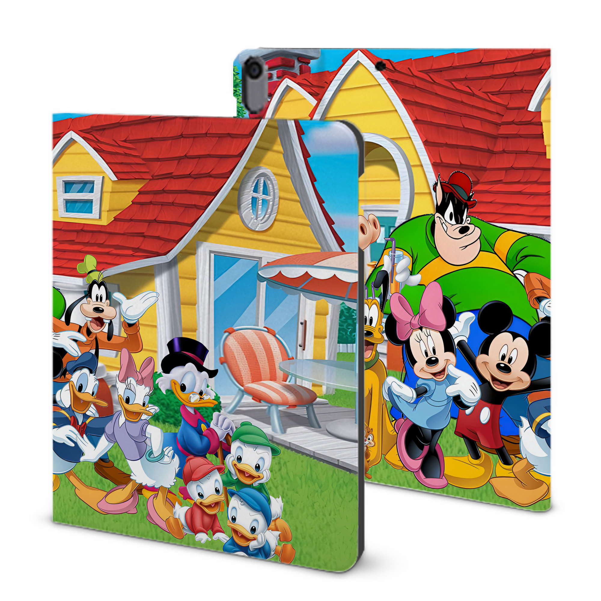 （画像用） ミッキーマウス Mickey Mouse IPad ケース ブック型 PUレザー TPU 耐衝撃 軽量 薄型 ペン収納なし 全面保護 IPad 各モデル対応